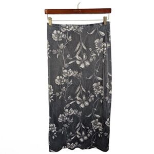 ❄️Donating Soon❄️ VINTAGE Up Front Y2K Gray Floral Print Slim Fit Maxi Skirt